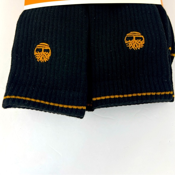 TIMBERLAND, CUSHIONED CREW SOCKS, SIX PAIRS, MEN’S BLACK WITH ORANGE LOGO - Picture 13 of 16